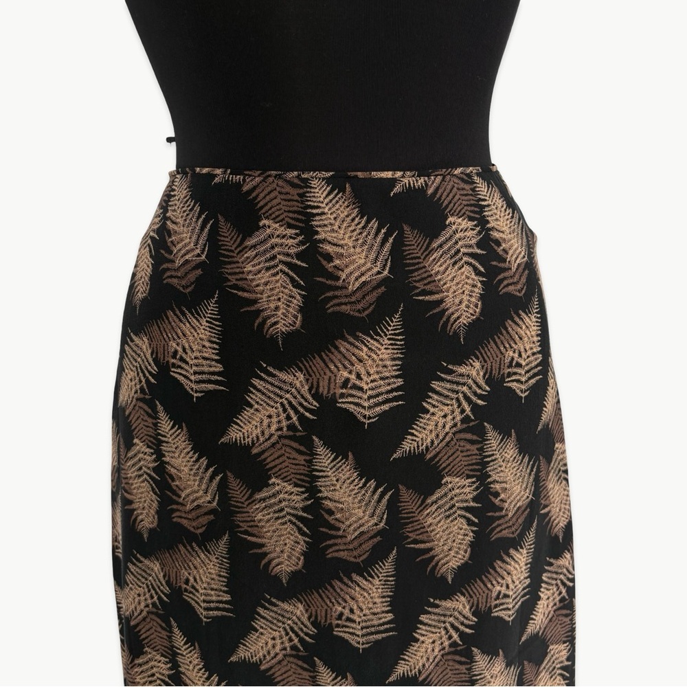 Vintage Calvin Klein Silk Maxi Skirt Bias Cut 90s Minimalist Size 4 Black Tan - Picture 10 of 16